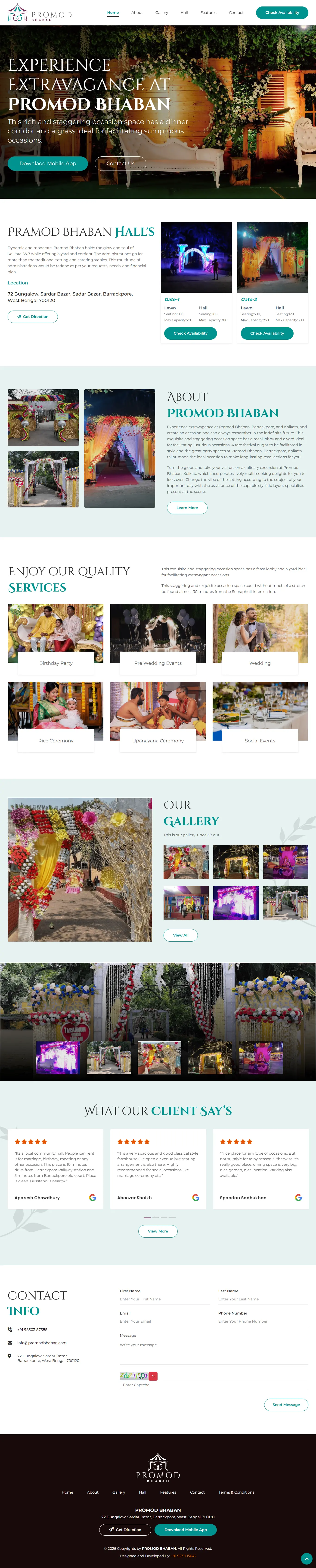 Custom hall booking website built with Laravel and booking management system