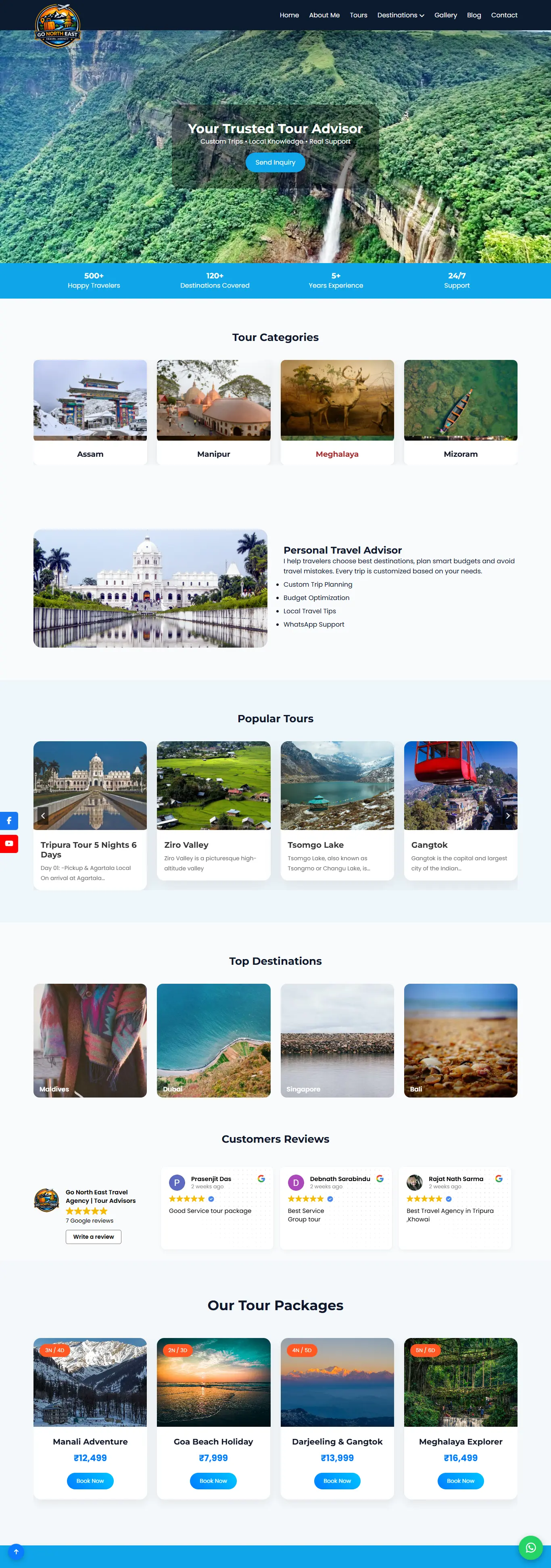 Travel agency website with booking system and responsive design